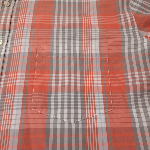The Foundry Supply Co Shirt Mens 2XLT Orange Plaid Short Sleeve Button Up Casual - Picture 2 of 8